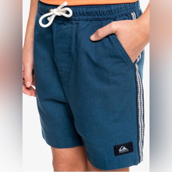 QUICKSILVER men's Navy cotton elastic waist swim trunks w/ side stripe size L - Picture 12 of 12